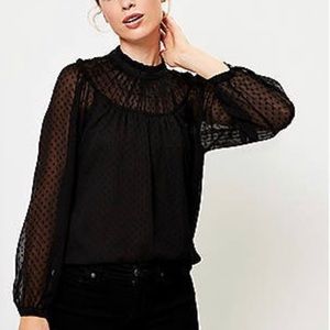 NWT Loft Shirred Ruffle Neck Blouse